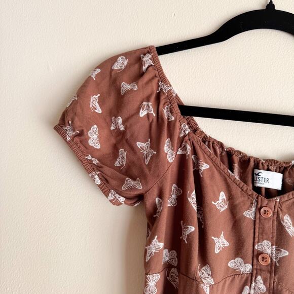 Hollister Brown Butterfly Print Blouse - Picture 2 of 6